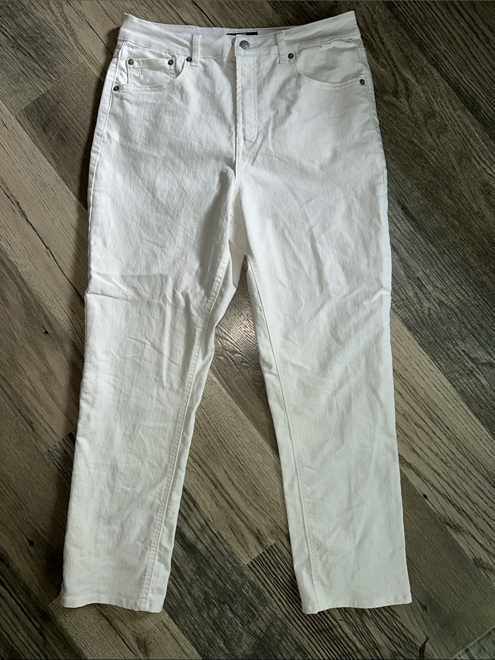 Frye cuffed crop denim White Straight-Leg Jeans women’s size 8